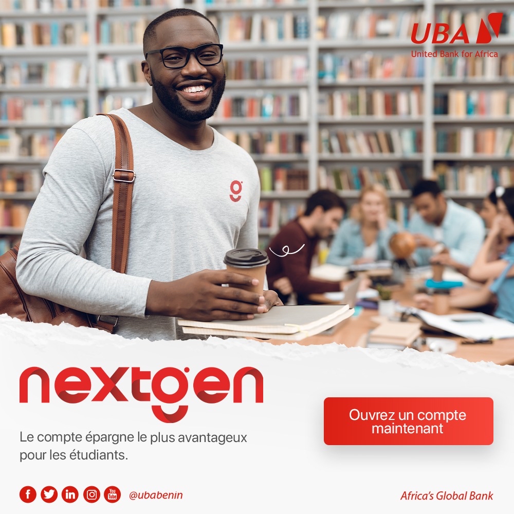 UBABenin's tweet photo. Préparez sereinement votre avenir en ouvrant un compte UBA NEXTGEN !
Le compte UBA NEXTGEN est un compte spécialement conçu pour les étudiants et adapté à leurs besoins avec de nombreux avantages.
#UbaNextGen #UbaBénin #AfricasGlobalBank https://t.co/lZt1wBzihB