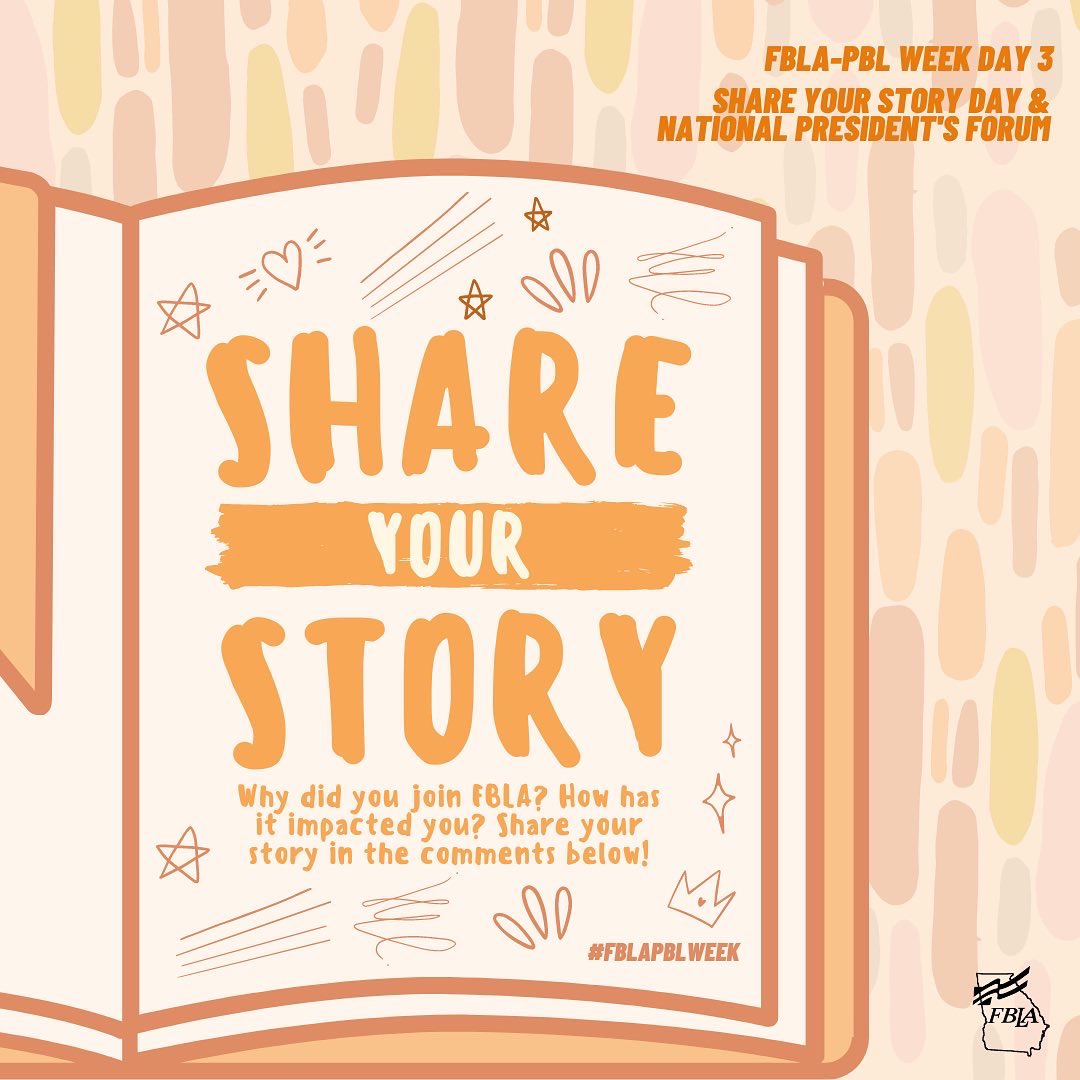 georgiafbla's tweet photo. There's a lot in store for Day 3 of #FBLAPBLWeek! Today, share your story in the replies below: Why did you join FBLA? How has it impacted you? https://t.co/DgIRPIPpYq