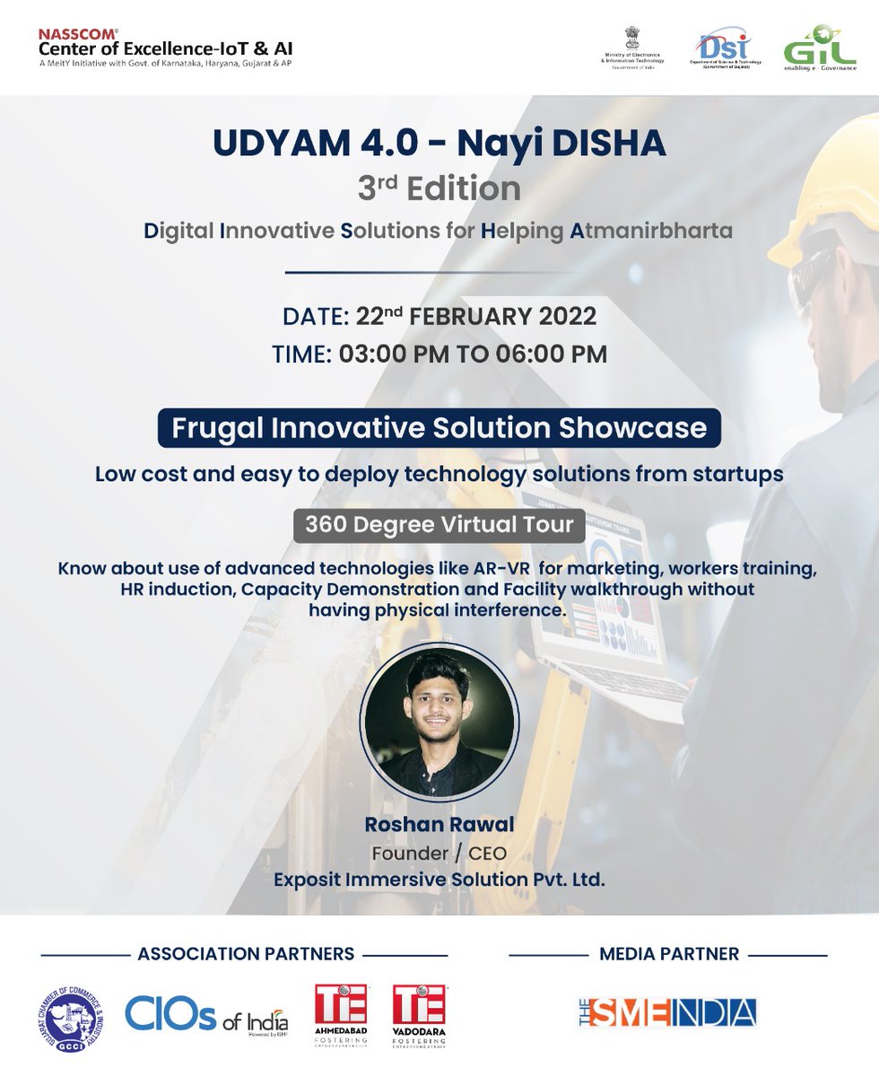 Join us for the launch of the Smart Manufacturing Forum in the 3rd Edition of 𝐔𝐃𝐘𝐀𝐌 - 𝐍𝐚𝐲𝐢 𝐃𝐈𝐒𝐇𝐀- 𝐃𝐢𝐠𝐢𝐭𝐚𝐥 𝐈𝐧𝐧𝐨𝐯𝐚𝐭𝐢𝐯𝐞 𝐒𝐨𝐥𝐮𝐭𝐢𝐨𝐧𝐬 𝐇𝐞𝐥𝐩𝐢𝐧𝐠 𝐀𝐭𝐦𝐚𝐧𝐢𝐫𝐛𝐡𝐚𝐫𝐭𝐚!
Register Now: gujarat.coe-iot.com/broadcast/udya…