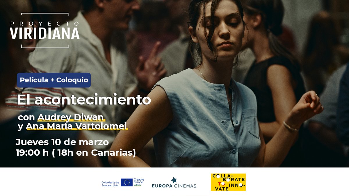 Volvemos el 10 de marzo con el mejor #CineEuropeo 💙

En esta ocasión proyectaremos #ElAcontecimiento con presentación y posterior #coloquio de la directora Audrey Diwan y la actriz Ana María Vartolomei desde los #CinesLys de #VALENCIA 

proyectoviridiana.com/el-acontecimei…