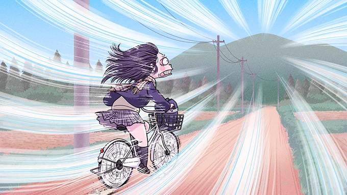 赤城山の空っ風に向かって自転車こぐから群馬の女子高生は太ももが立派?のイラスト。有名な話なんですか、知らなかった#マツコの知らない世界 #群馬ラーメン 