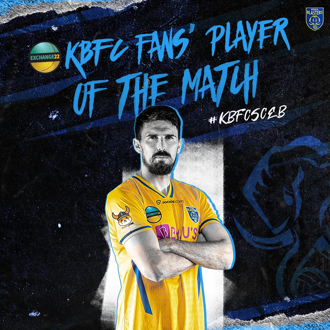 KeralaBlasters's tweet photo. Presenting your EXCHANGE22 KBFC Fans' Player of the Match for #KBFCSCEB, Sipporaj! 😅👊🏽
#YennumYellow #KBFC #കേരളബ്ലാസ്റ്റേഴ്സ് https://t.co/6LEqIOLU3r