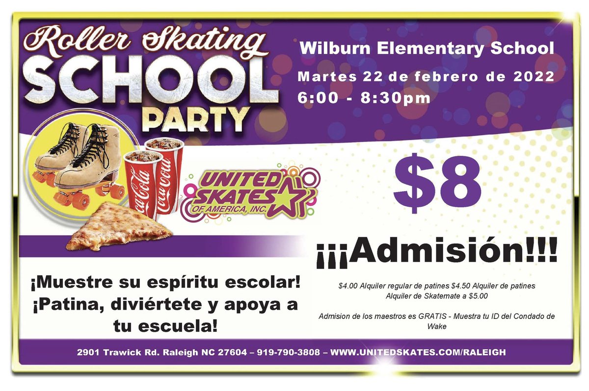 Ready, Set, SKATE🛼 Our roller skating school party is back! Next Tuesday February 22nd! Hope to see you there💙💛 #wilburn