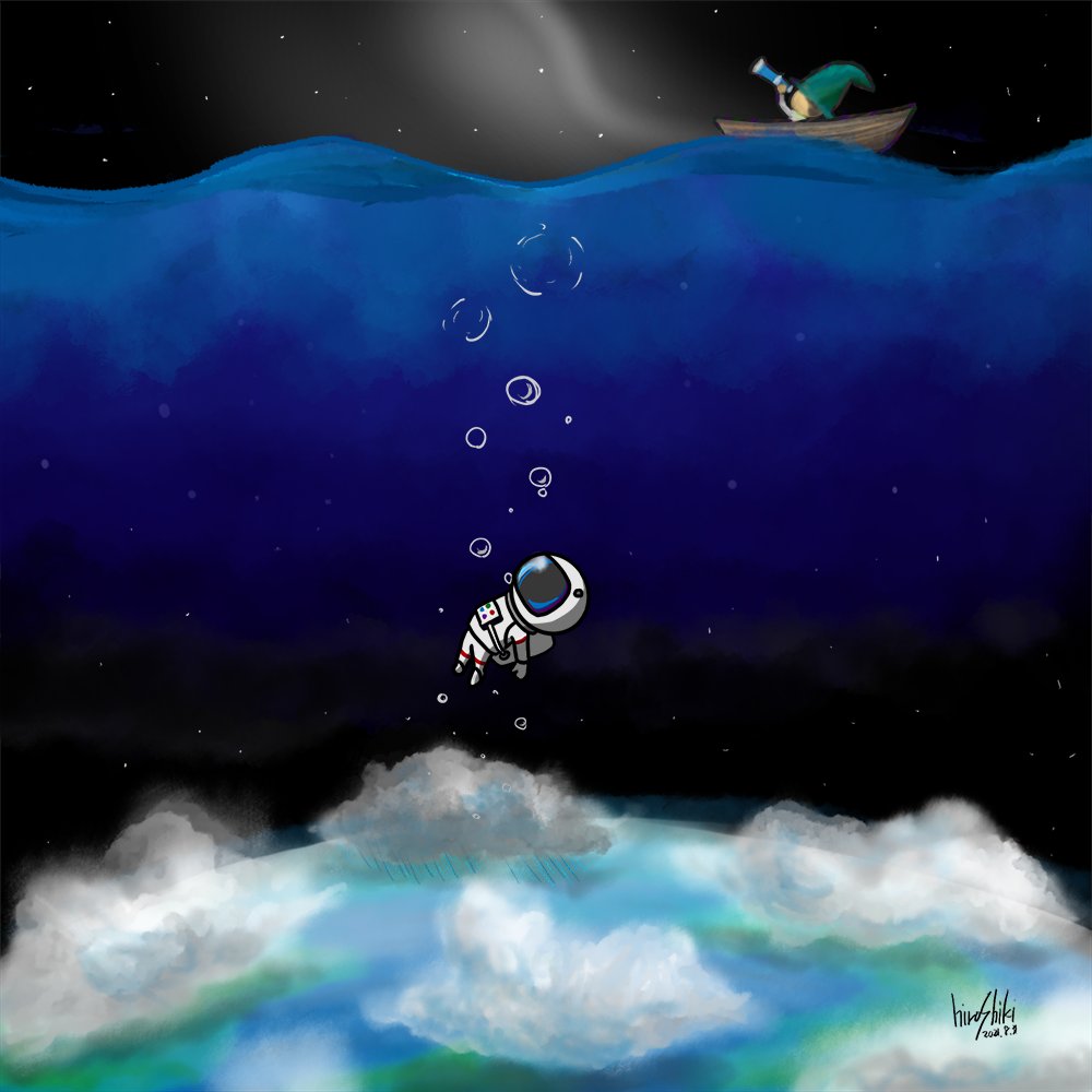 「宇宙服なイラスト。宇宙の話を聞いているとワクワクします。#illustraion」|hiroshiki@イラストと猫のイラスト