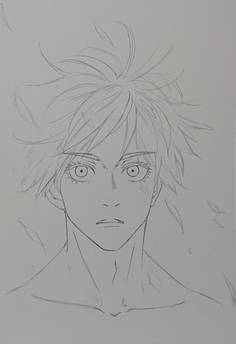 #五条悟  
#五条悟イラスト 
#アナログイラスト 

めちゃくちゃ荒ぶりながら描いた悟、色塗りしたらダメになる気がするから供養としてあげときます……練習用に塗りたい方はどうぞ…… 