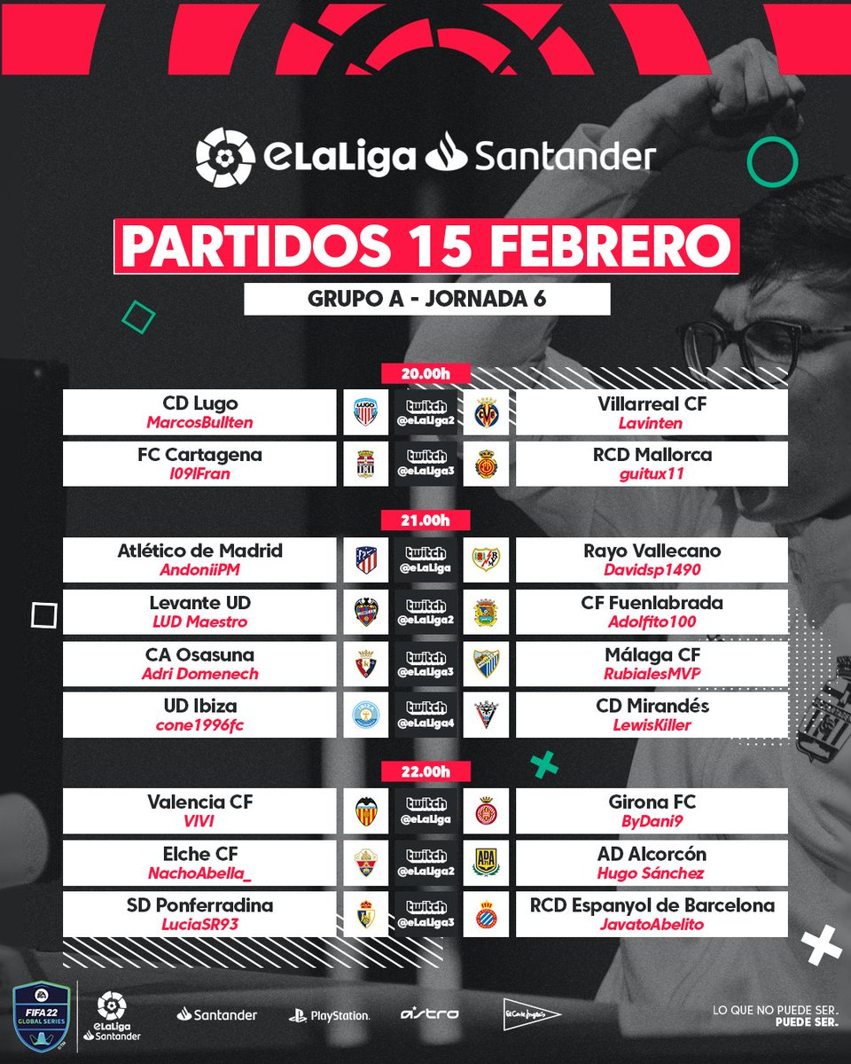 QUÉ PARTIDOS OS INTERESAN MÁS?

De todos los partidos del grupo A de @esportslaliga en esta semana, cuáles son los que más os motivan? 
Dejadlo en comentarios, así el Jueves a las 23h en el programa de #LaJornadaWGA les dedicaremos especial atención a los que haya más expectación