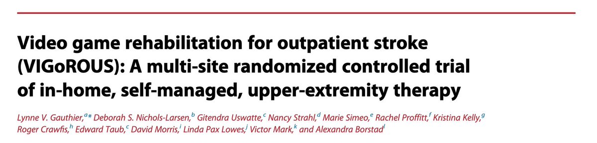 secmay's tweet image. Self-managed motor-gaming with behavioral telehealth visits has outcomes similar to in-clinic CI therapy. Requiring just one-ﬁfth as much therapist time that is redirected towards behavioral interventions that enhance the paretic arm’s involvement in daily life