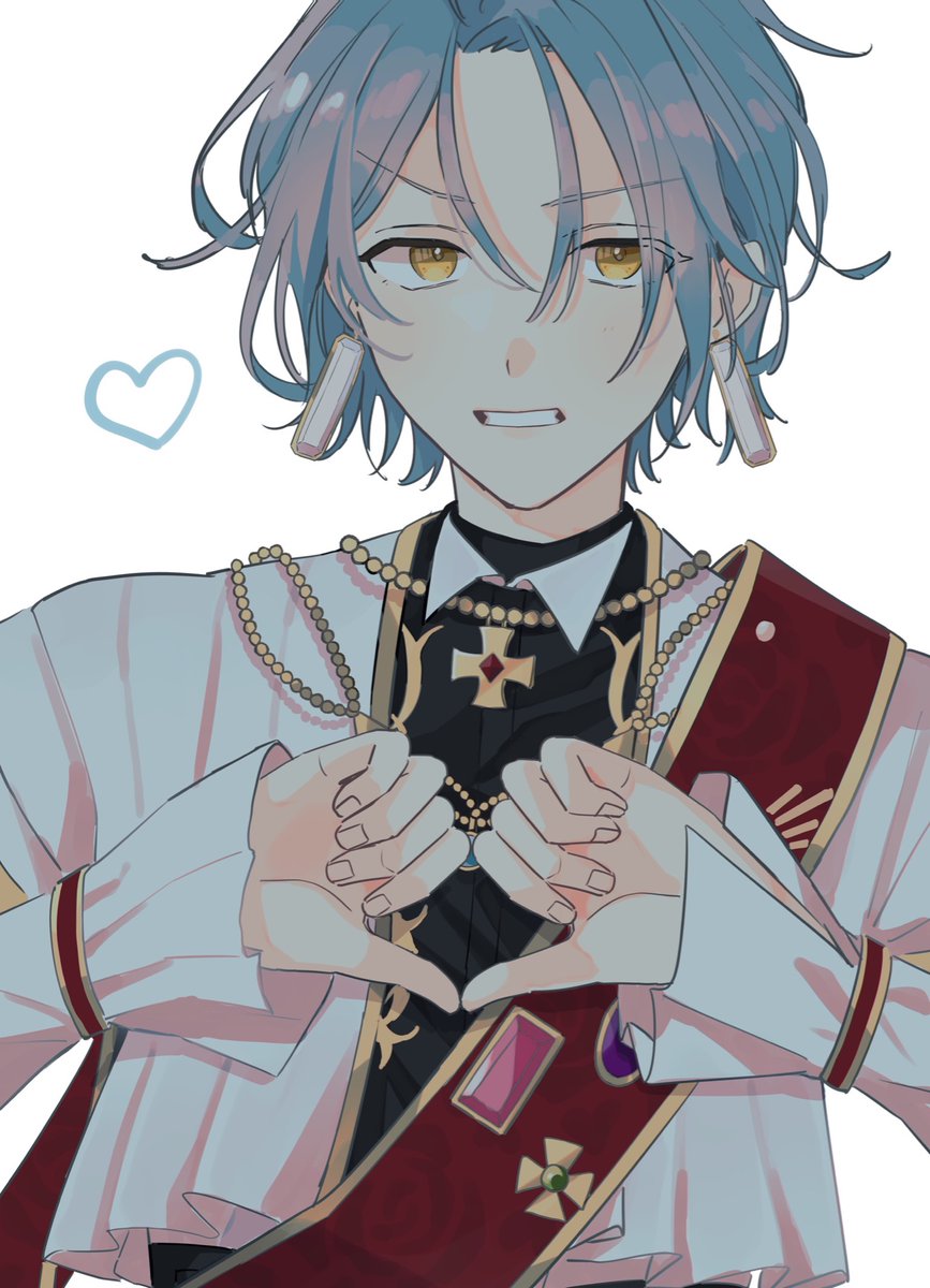 1boy heart hands male focus yellow eyes heart jewelry solo  illustration images