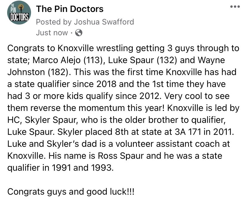 Shout-out to @KnoxWrestling !
