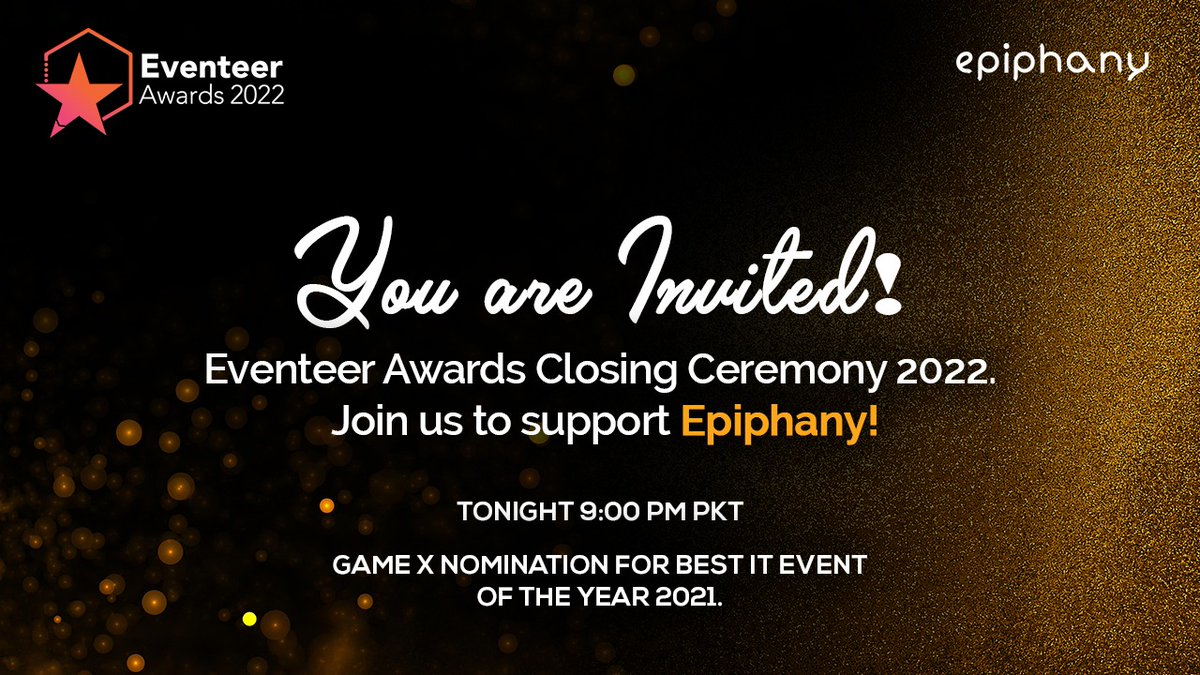 epiphanypk's tweet photo. #GameX by has been nominated as the Best IT Event of the Year 2021 for #vFairs first-ever #Eventeer Awards. Join us at 9:00 PM PKT as we hold our breath for the result! Sign up for the event here: https://t.co/XeRHiJ8xV3
#EventeerAwards2022 #BestITEvent #EventoftheYear #gaming https://t.co/mVkyj3gNzN