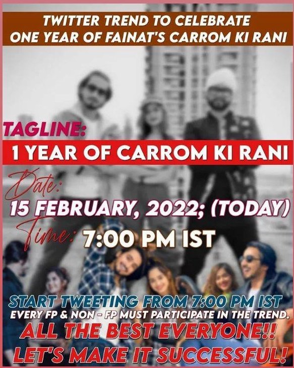 Muskanparvin07's tweet photo. Tagline  1 YEAR OF CARROM KI RANI @Mr_Faisal_S07 @jannat_zubair29
Congratulations guys https://t.co/5CRUqygaOF