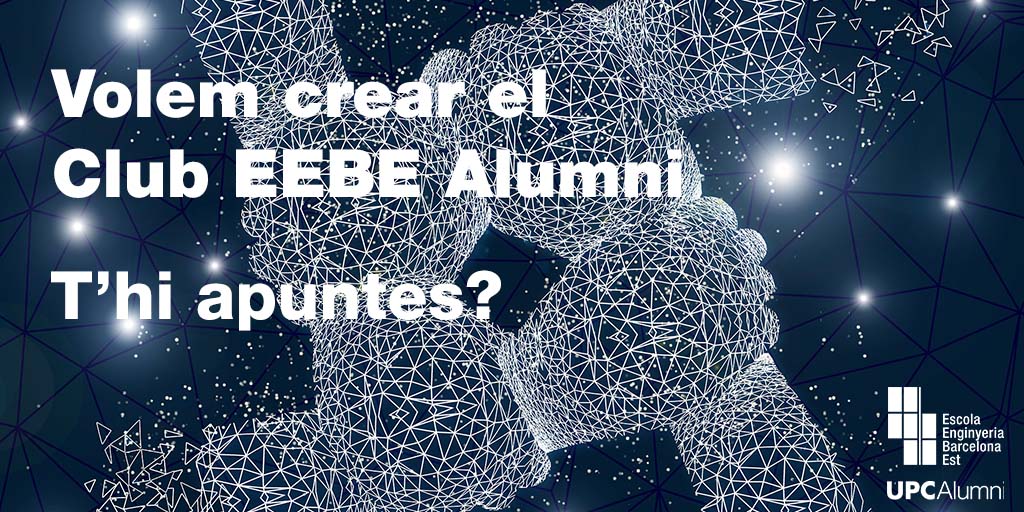 EEBE_UPC's tweet photo. Ets alumni de l'#EUETIB o de l'#EEBE?
El Club EEBE Alumni t'està buscant. Apunta't-hi!
Et donarem tot el suport necessari des de l'Escola per a crear aquesta xarxa que permeti establir vincles i potenciar el networking entre l'ex-alumnat.
https://t.co/EkigltxE9t https://t.co/1ENeNwuaw9
