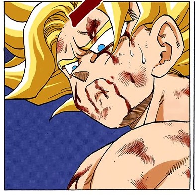 Esta cara de Goku triste por "matar" a Freezer tras darle poder n...