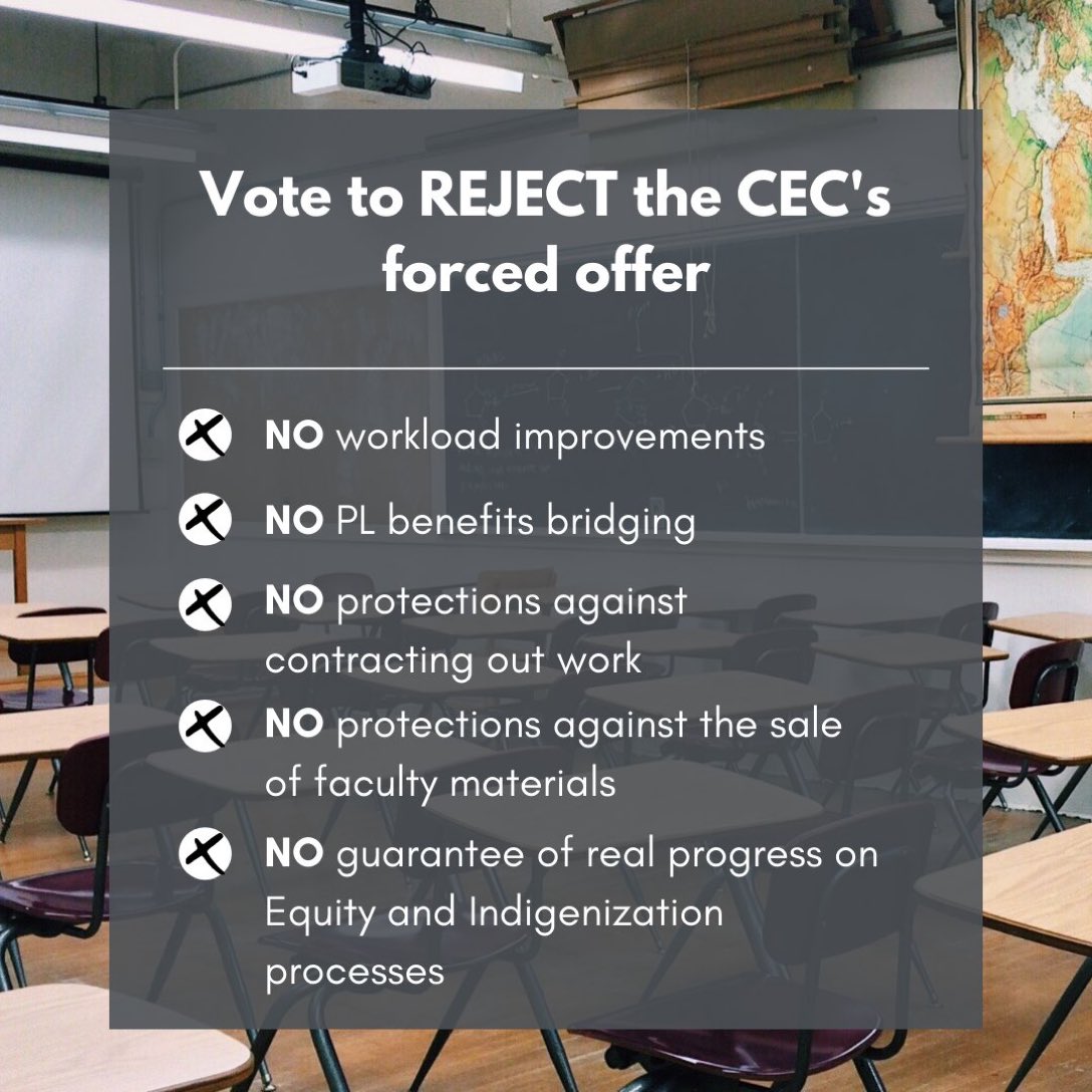 College friends in Ontario: please vote to reject the CEC’s lame offer. Stand up for quality education #BargainingforBetter