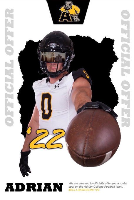 calebandrews90's tweet image. Truly blessed and honored to receive an offer from @AdrianCollegeFB  thanks @CoachHank for this opportunity!