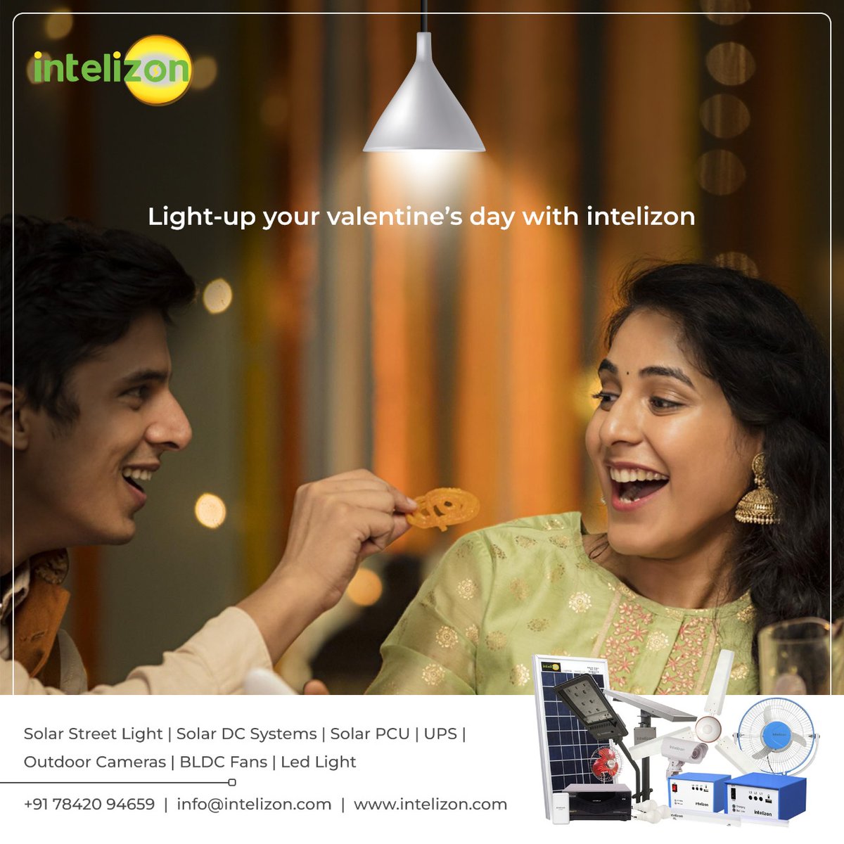 IntelizonEnergy's tweet photo. Spend uninterrupted quality time with your loved ones this  valentine's day with the help of Intelizon Solar Home lighting system 

#solarenergysystem #solarpower #solarpowersolutions #solarpanels #solarpowersystem #solarbatteries #bulb #solarstreetlamp #streetlamps #solarpanels https://t.co/SNLfcgMLtC