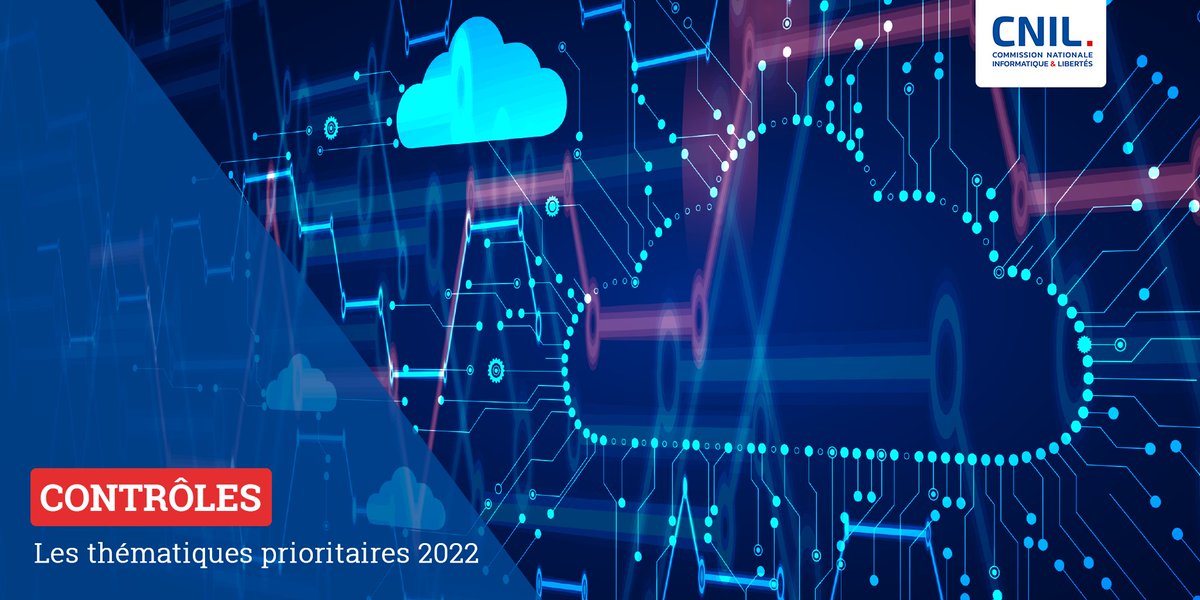 #CONTRÔLES Les 3⃣ thèmes retenus pour 2022 : la #prospection commerciale, les outils de #surveillance dans le cadre du #télétravail et les services de #cloud 👉 cnil.fr/fr/thematiques…