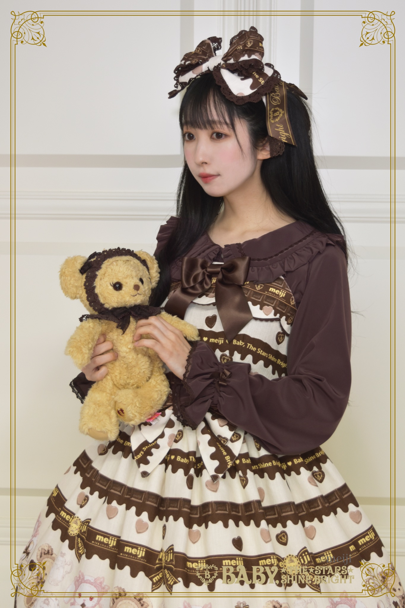 美品♪BABY♪くまくみゃちゃんのスウィートチョコレート柄JSK セット