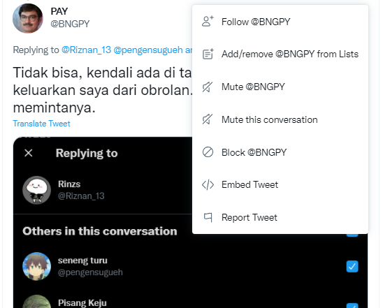 davidbimantoro's tweet image. silahkan dicoba untuk klik icon titik tiga di sebelah kanan, akan muncul opsi berikut

#tipstwitter