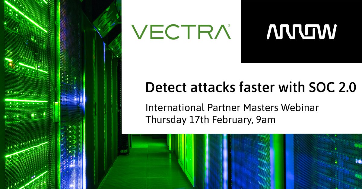 Arrow_BI's tweet photo. Fact: SOC 1.0 poses many challenges. With many companies transforming to a more economical &amp; automated SOC 2.0, discover how you can remain as your customer's trusted advisor, by leveraging a SOC 2.0 approach in this new @Vectra_AI webinar.

Register here: https://t.co/JZbEJzlQ6d https://t.co/uXQP876kqB