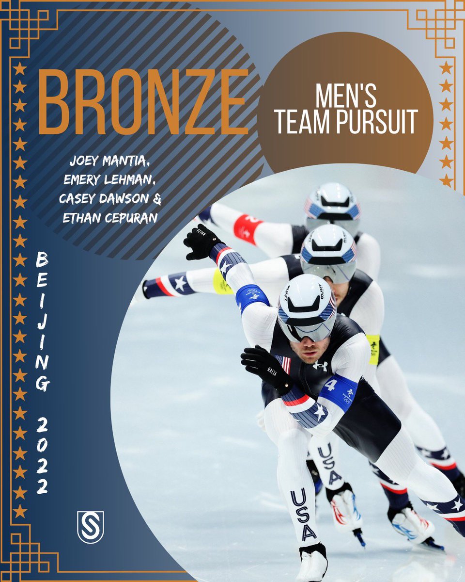 USSpeedskating's tweet photo. YOUR MEN'S TEAM PURSUIT OLYMPIC BRONZE MEDALISTS 🥉🔥

@jrmantia @realcaseydawson @TheEmeryLehman @ECepuran https://t.co/MgoODKAOhq