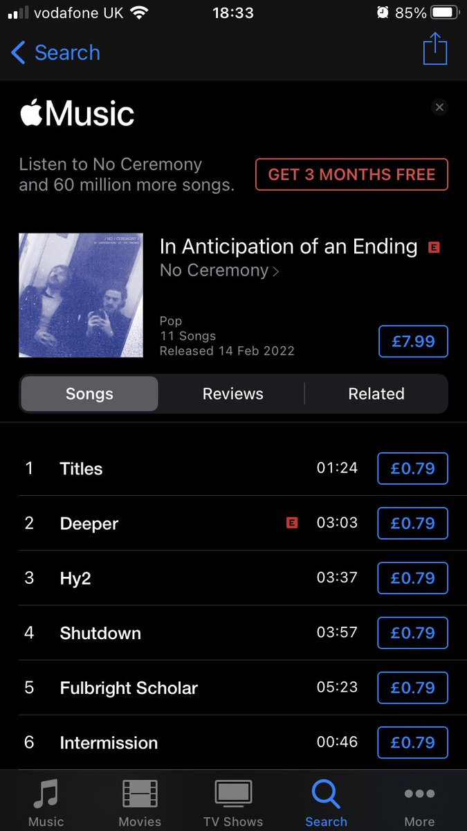 Morning Streamers 👋 You can now get “in anticipation of an ending” on Apple Music. Tidal, Spotify et al to follow shortly