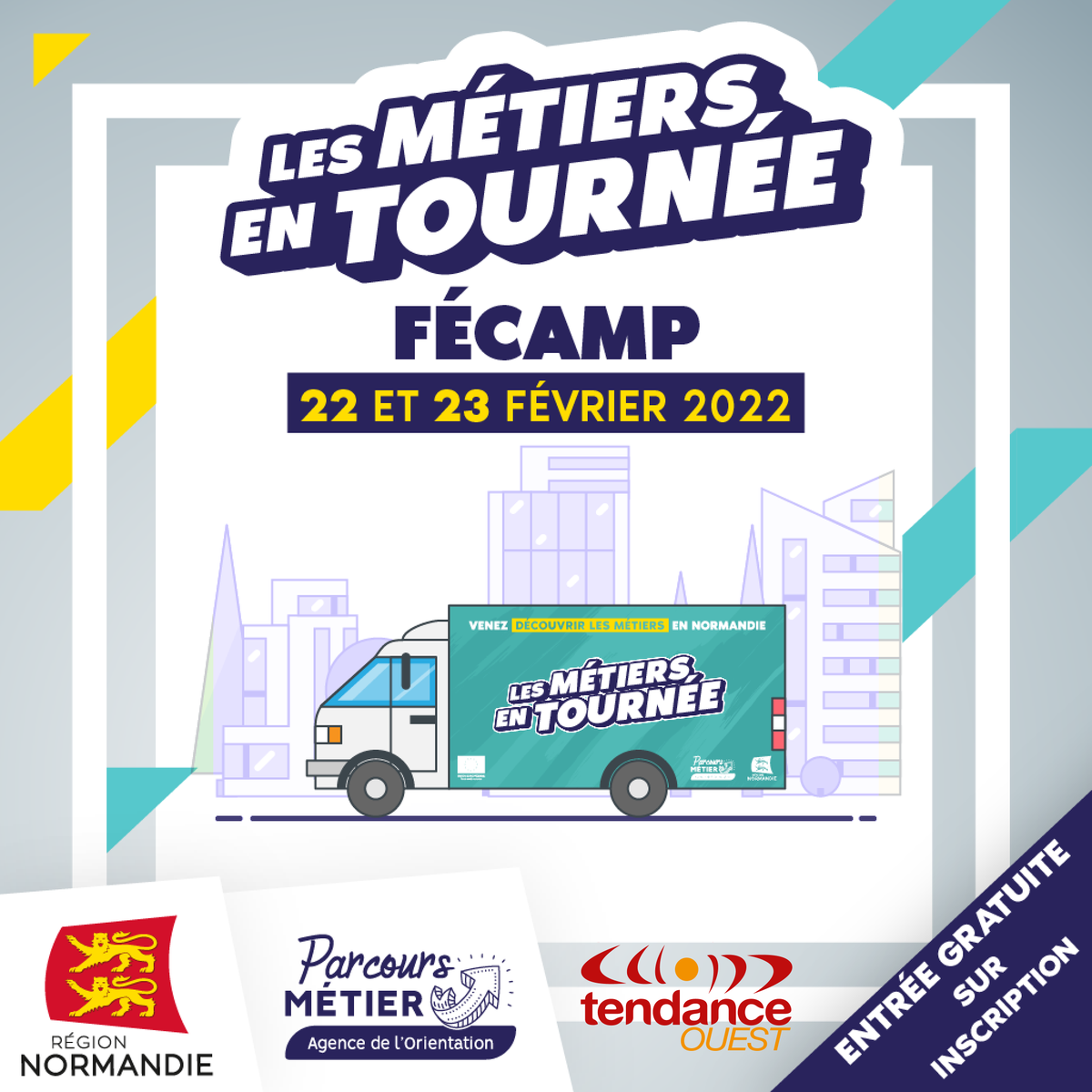 📣 GO GO GO
🚚 J-7 avant que notre Leomobile prenne la route pour les Métiers en tournée. 
Nous sommes impatients de vous rencontrer sur notre première date de #Fécamp le 22 &amp; 23 février. 
Plus d'information 👉 parcours-metier.normandie.fr/agence-metiers…