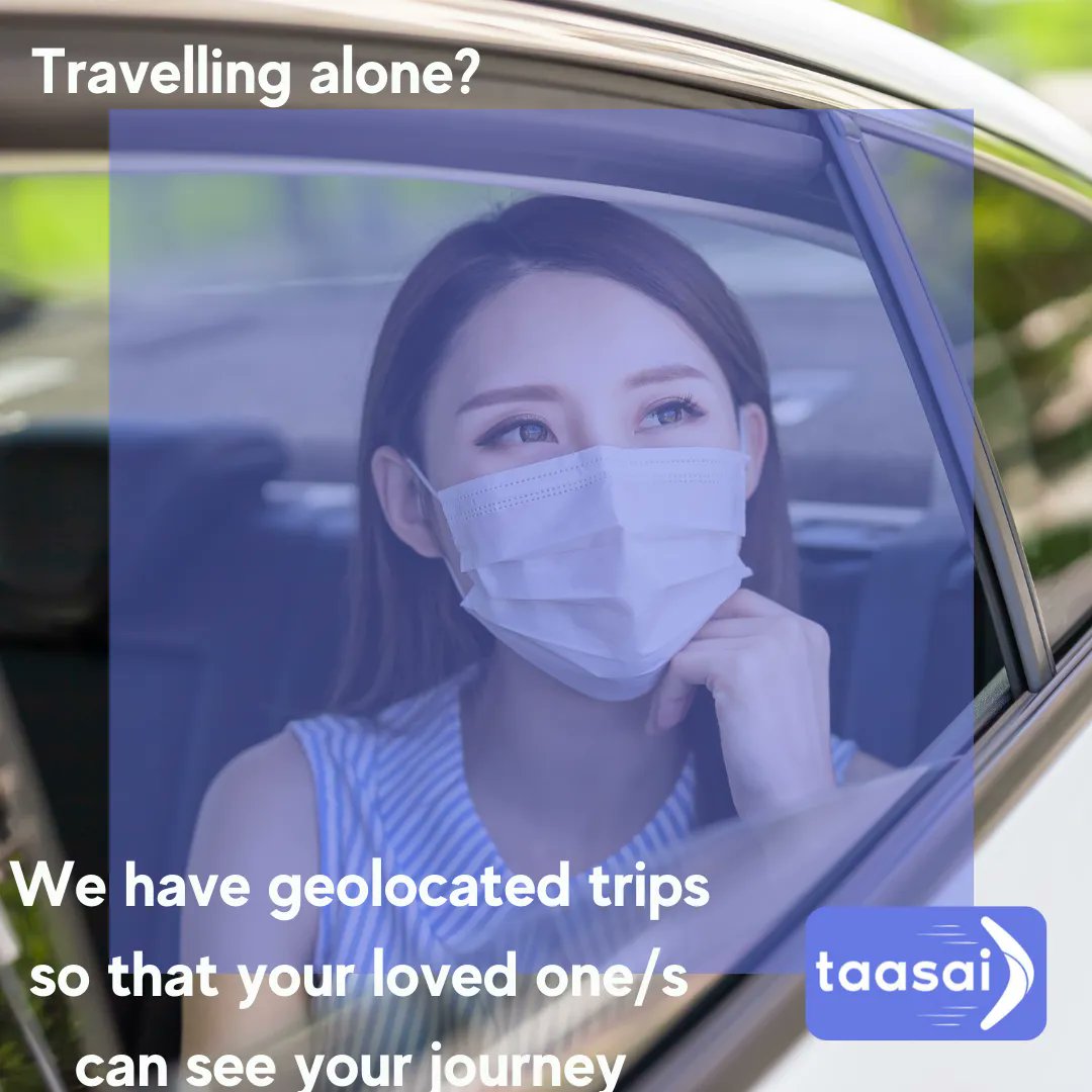 TaasaiApp's tweet photo. Are you travelling alone?
If you are and your worried about feeling unsafe, when you book a car ride with us use our geolocated feature that allows you to show your journey to those who purchased the ride as well as loved ones. 
#Travelling  #safetymatters #trendingNow #taasai https://t.co/QdQ3KZTGfs
