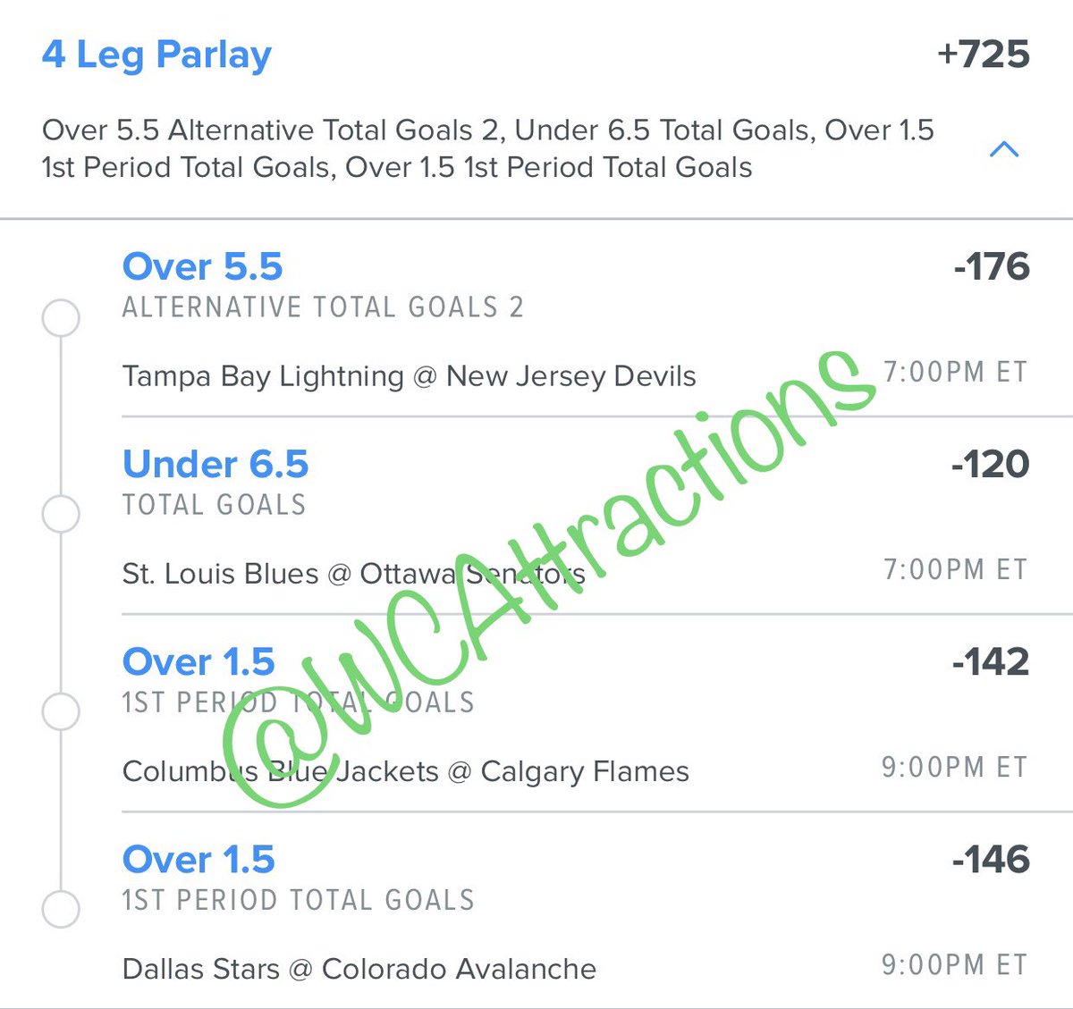 🚨 FREE NHL 4 LEG PARLAY (+725)

IF THIS PARLAY HITS I’LL SEND $100 TO ONE LUCKY FOLLOWER!

RULES: MUST LIKE, RETWEET AND BE FOLLOWING ME TO WIN $100

LET’S GO 🚾 
#WinnersCircle #GamblingTwitter #NHLPicks #Betting #Gambling #NHL #GamblingTwiitter #Follow #FreeMoney