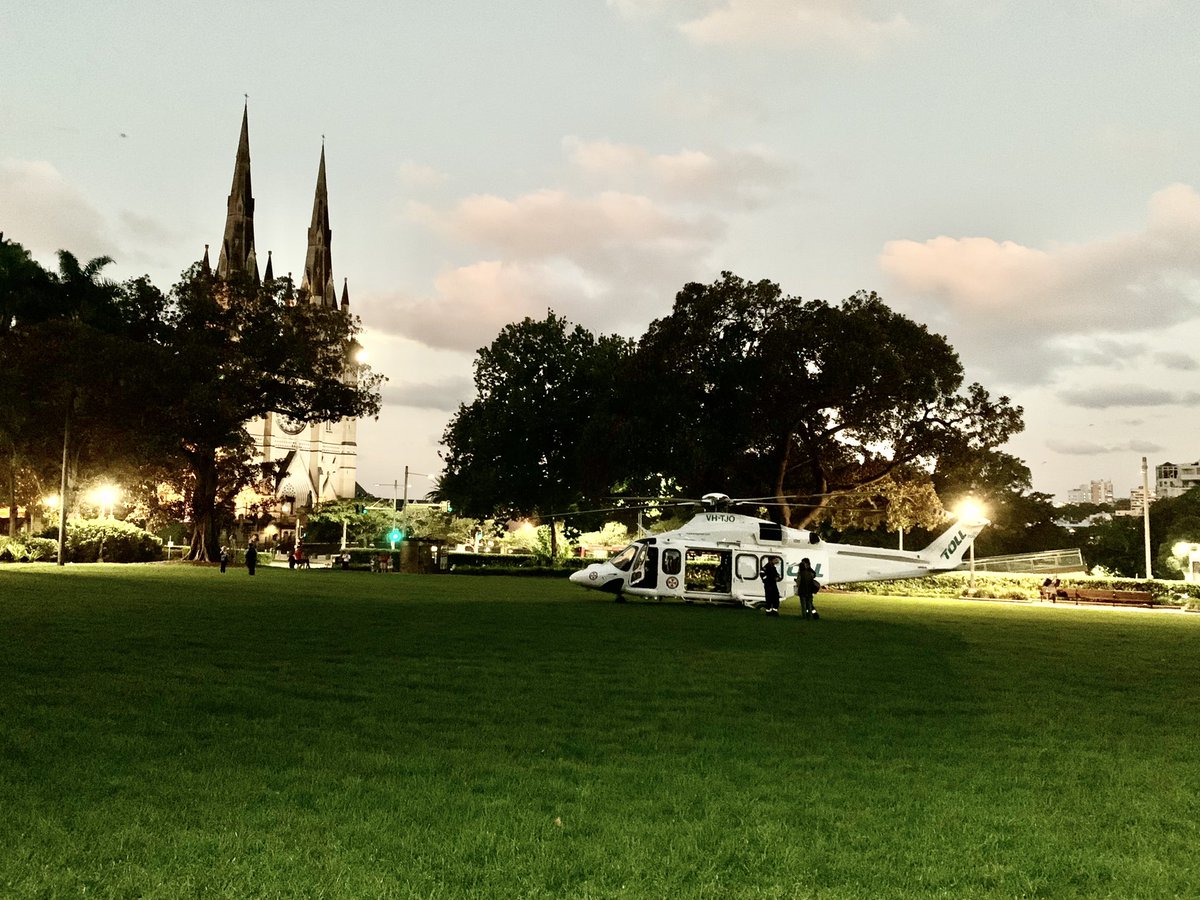 The Toll rescue helicopter has landed in Hyde Park. There’s been a bus crash in Sydney’s CBD. #sydney https://t.co/tRy8sIN0QP