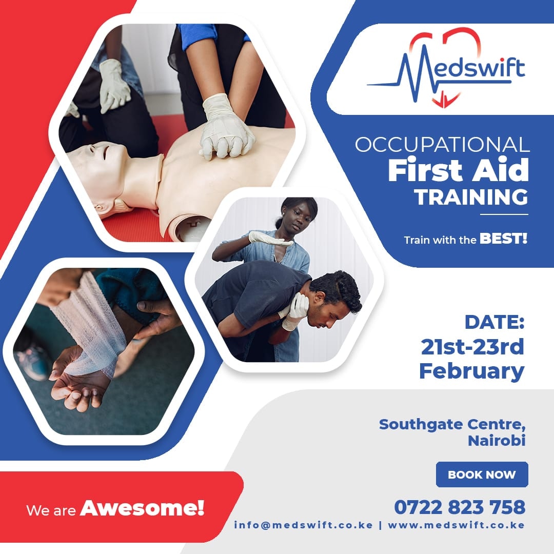 medswift's tweet image. Occupational First Aid Training scheduled just for you! No worries if you missed our first class! Register for this one and join us on 21st to 23rd February.

Call/WhatsApp 0722 823 758!

#firstaidtraining #firstaidcourse #jamesorengo #westlands #babatheartist #pawayashillingi