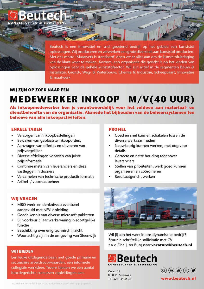 Beutech is opzoek naar een medewerker inkoop! #vacature <a href="/Beutech/">Beutech K & B</a> #medewerkerinkoop