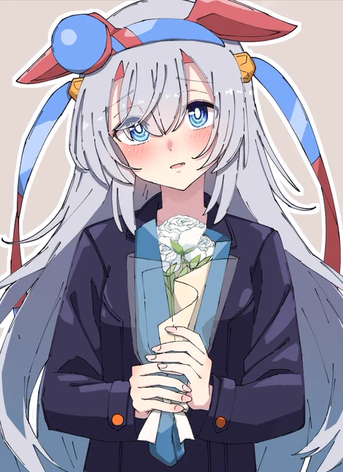 #ウマ娘 #タマモクロス バレンタインチョコ貰うのもいいけどこっちから花渡すわ(あとお菓子、実家にも)
1日遅れだけど 