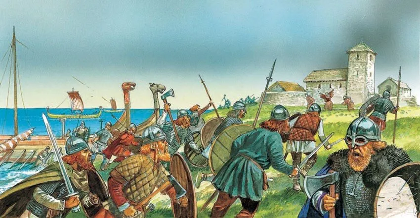 Нападение на славянском. Нападение викингов на монастырь Линдисфарн. Линдисфарн 793 нападение викингов. Датчане Варяги Норманны Викинги. Набеги викингов на Британию.