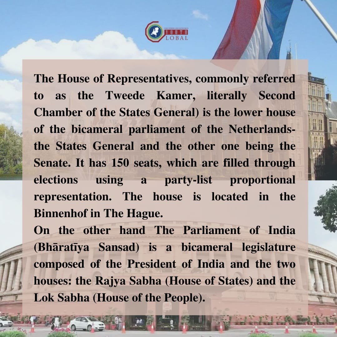 IndNetherlandYF's tweet photo. Greetings!
The India-Netherlands Youth Forum 🇮🇳🇳🇱 is up with another enriching series ‘Congruence and Contrasts’. With this series, we aim to highlight the similarities and differences in various institutions of India and the Netherlands. 
#India #Netherlands #Parliament https://t.co/sl1dVUTYch