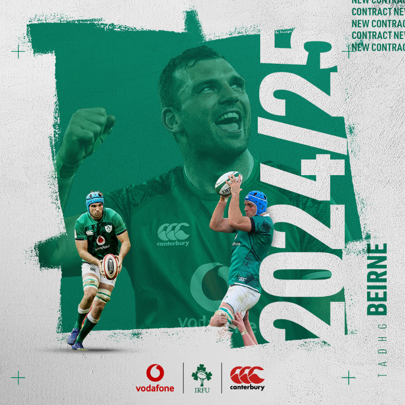 IrishRugby's tweet photo. ✍️ 𝐁𝐄𝐈𝐑𝐍𝐄 𝐒𝐈𝐆𝐍𝐒

We're delighted to announce Tadhg Beirne has signed an IRFU contract up until the end of the 2024/25 season 🙌

#TeamOfUs | #IrishRugby