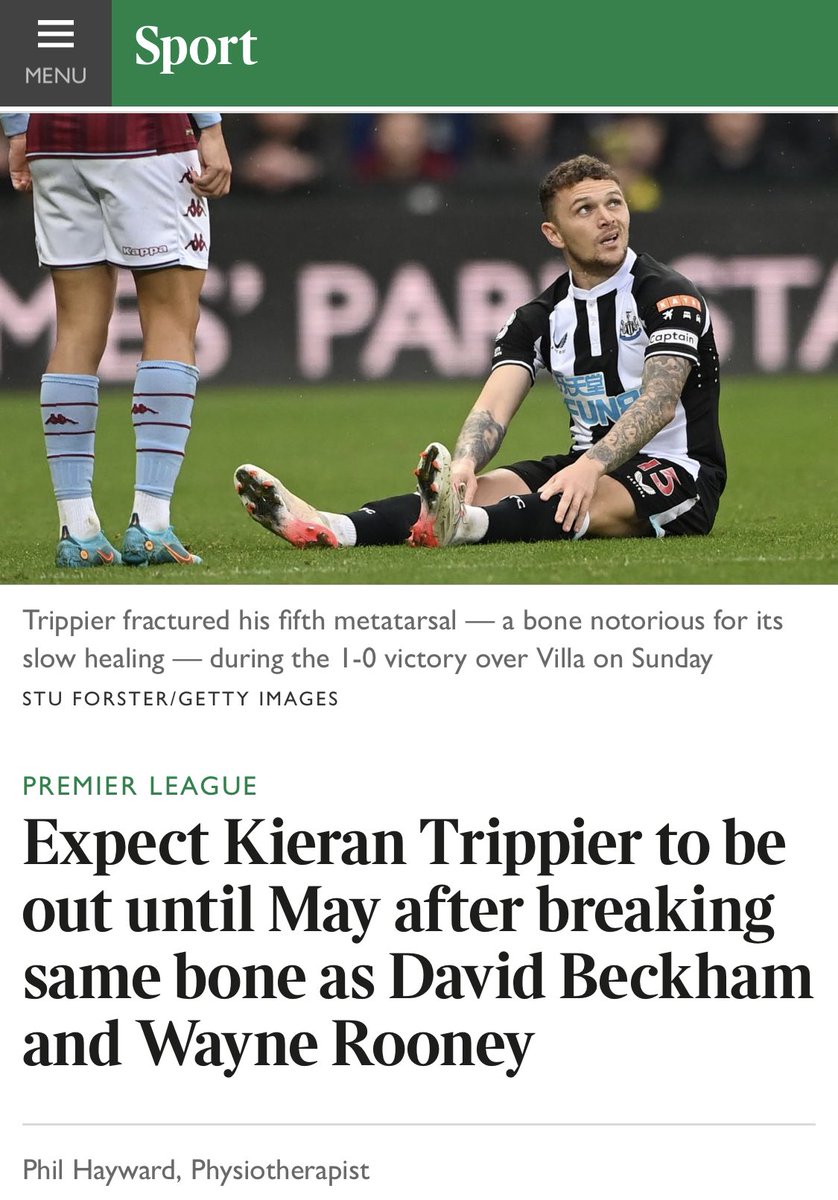 Giving some clarity and realism around football injuries via my work with @TimesSport #physio #NUFC #PremierLeague thetimes.co.uk/article/expect…