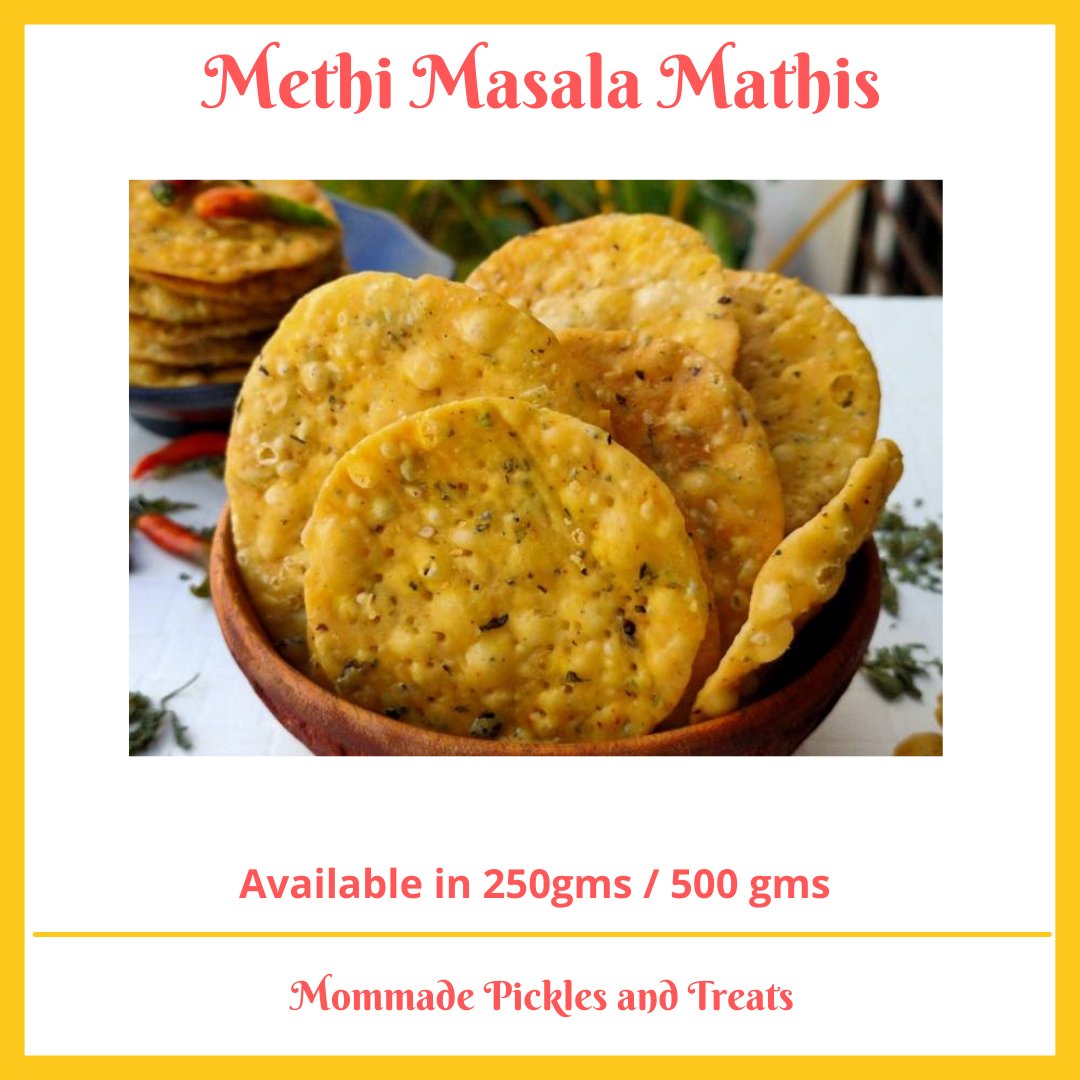 MommadePickle1's tweet photo. Methi Masala Mathi

Methi Mathri is a crunchy and savory snack that is traditionally eaten with spicy pickles. Simply love to have these crispy salted MATHRIS with tea... be it morning or evening tea time!!

Mathri is a thick, flaky, savory, and spiced cracker that is a popul ... https://t.co/efZfgbKfpP