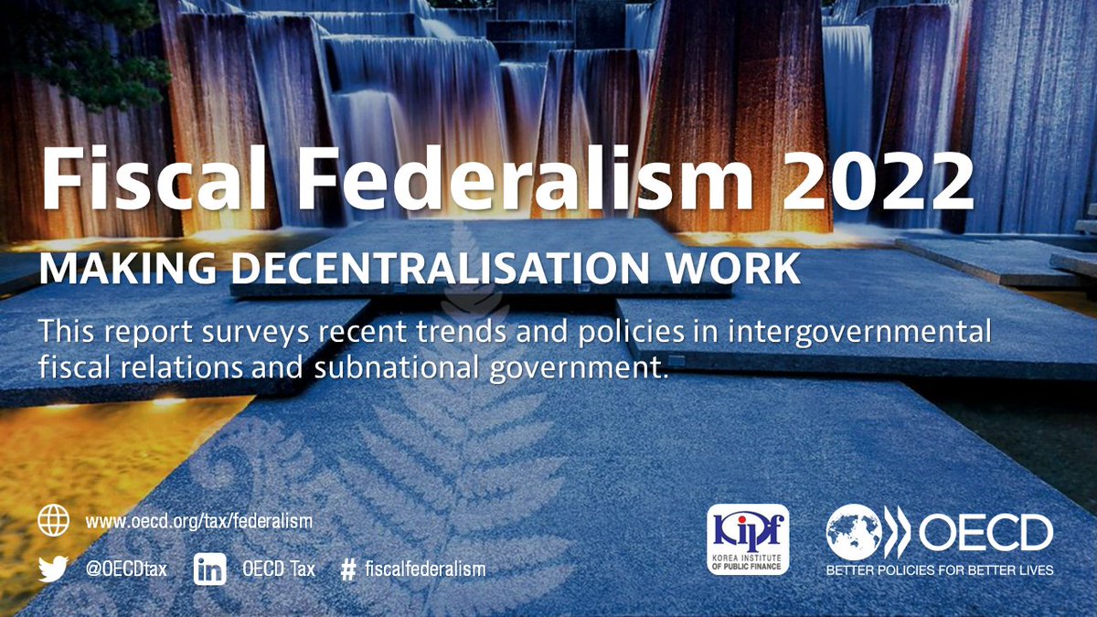 econecho's tweet image. 📢 Final edition of OECD's « Fiscal Federalism 2022 » out today!📕
👉🏼 You'll find the latest on the impacts of the crisis, for state & local finances 📉💰💸📈
👉🏼 Good practices in all areas of intergovernmental fiscal relations 💫🏃♀️⚖️💭
💸eBook version: oe.cd/il/FiscalFeder…🧵