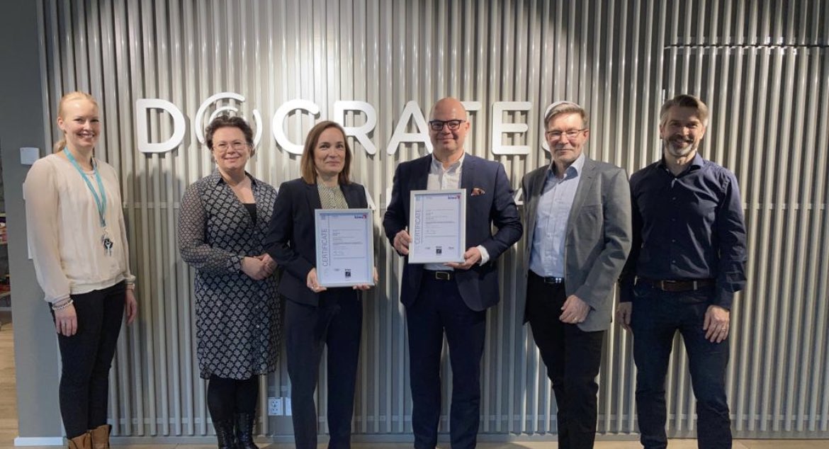 Docrateen laatujärjestelmä täyttää ISO 9001:2015 standardin vaatimukset. @DocratesClinic <a href="/KiwaInspectaFI/">Kiwa Suomi</a>