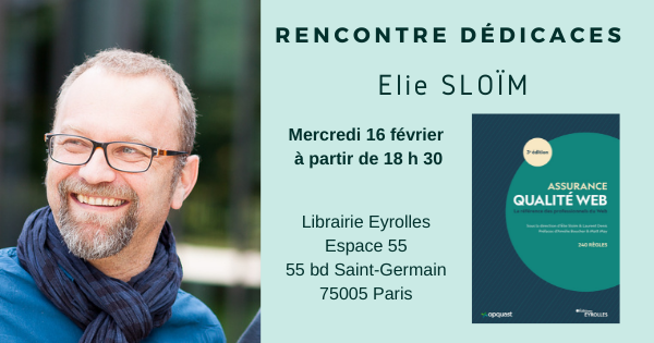 Eyrolles's tweet photo. Rencontre dédicaces aujourd'hui à partir de 18h30 à la @EyrollesLib 55 bd Saint Germain 75005 avec @ElieSl
L'occasion de lui poser vos questions !
#web #qualiteweb #uxdesign #qa #ui #ux, #quality #accessibiliteweb https://t.co/1trcq2H9K4