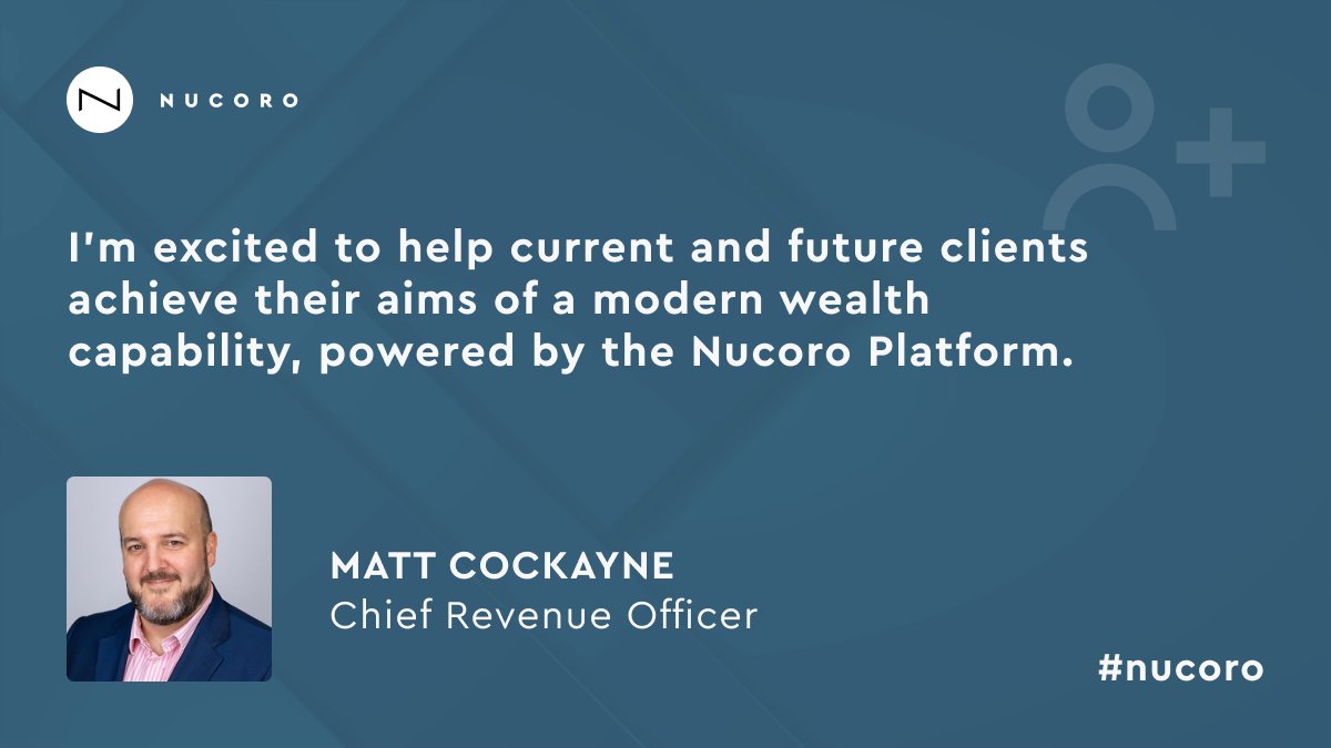 We’re delighted to announce that Matt Cockayne has joined us as our CRO. Matt joins us from focusing on growing <a href="/YapilyLtd/">Yapily</a> from Seed to Series B and will help drive the continued growth of Nucoro.

Read the full announcement here: nucoro.com/news/saas-fint…

#wealthtech #fintech