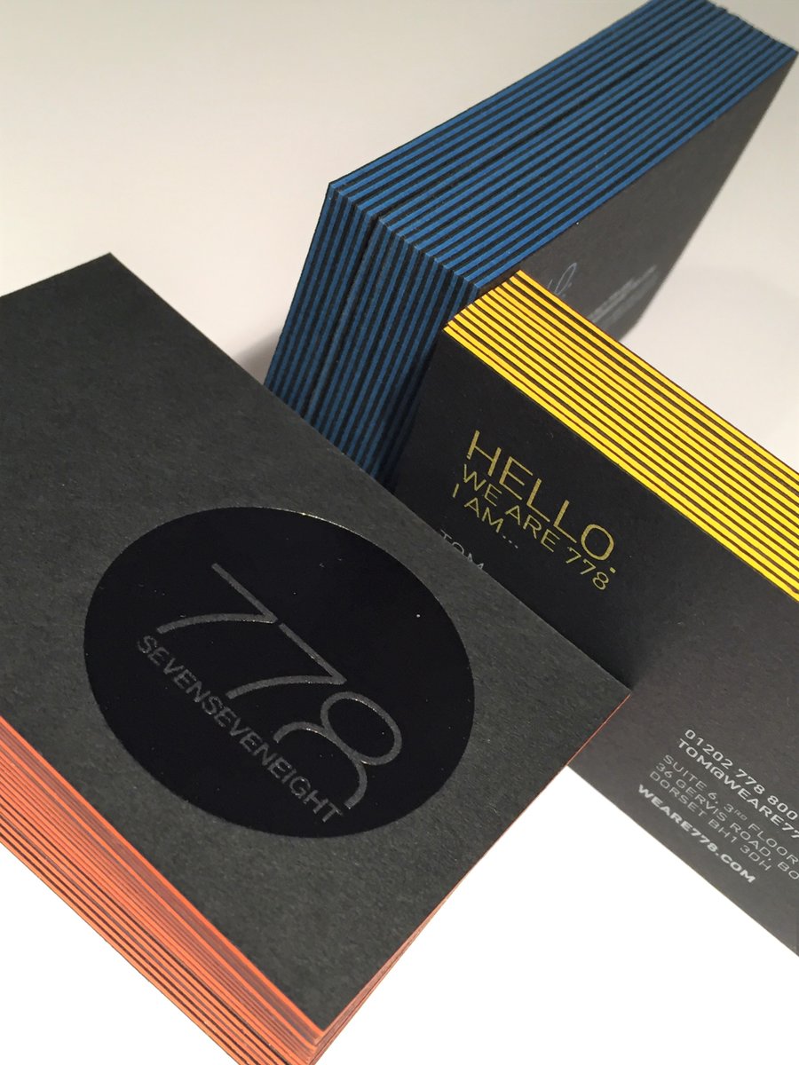 EmtonePrint's tweet image. We love triplex cards but don't stop at two sheets go for three and a 890gsm card!!!
Print: 8 hit white + 4 colour
Paper: Colorplan Ebony 175gsm + Mandarin/Citrine/Adriatic 540gsm  
Foil: Just Black 700
#businesscards #creativeprint #triplexed #foil #emtone
@Foilco@GFSmithpapers