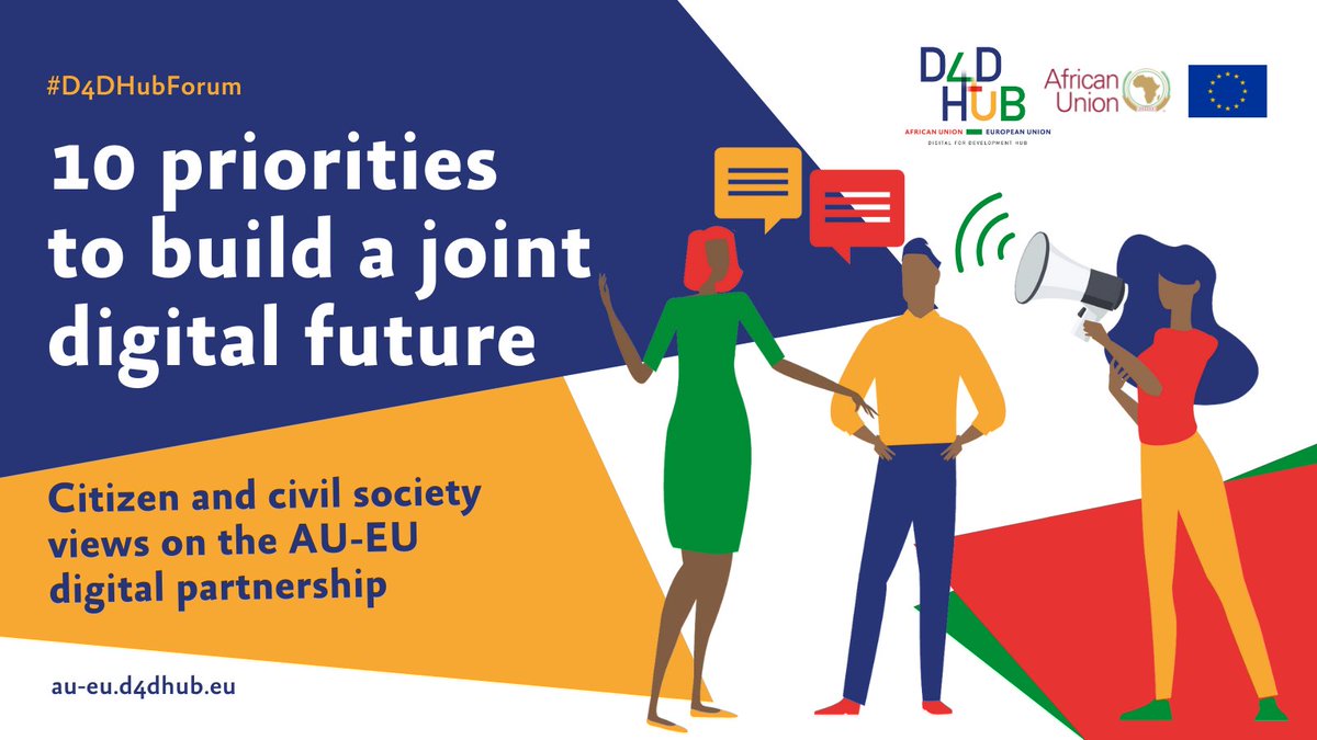 D4DHub_EU's tweet photo. Where should the #AUEU digital partnership be headed? How can both sides work together for an inclusive #digitaltransformation?
💬Over 60 citizens and civil society representatives shared their views with us. Here's what they said: https://t.co/A1WLpoCbnx
#EABF22 #AfricaEU https://t.co/yziYRFSRYS
