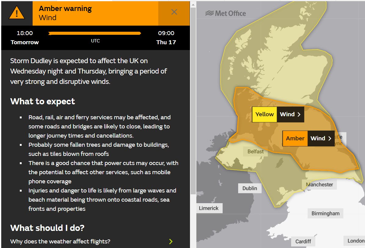 StirlingCouncil's tweet photo. ⚠️The Met Office has issued an amber warning for wind which affects Stirling with Storm Dudley expected to bring strong and disruptive winds.

The warning is in effect from 10am tomorrow (16 Feb) until 9am on Thursday (17 Feb). https://t.co/z9DZR1DtOI