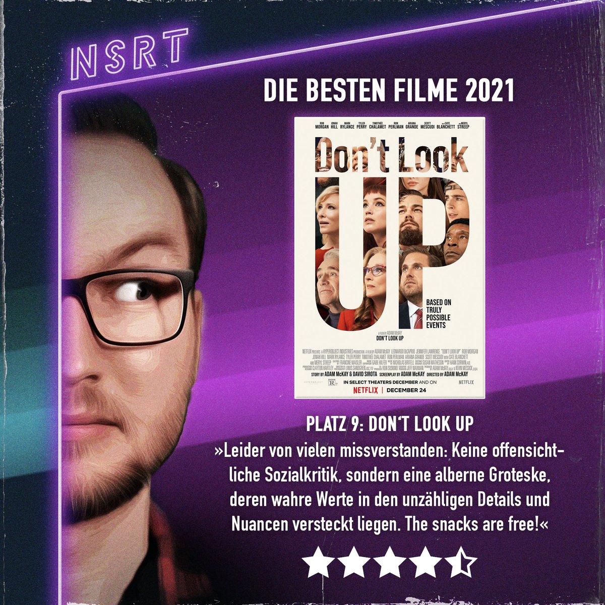 NSRTPodcast's tweet photo. 1/3
Es ist nie zu spät für einen Rückblick auf die besten Filme 2021! Normalerweise starten wir ja mit einer ganzen Sendung bezüglich unserer persönlichen Top 10.
#filme2021 #pigmovie #dontlookup #ticktickboom #ridersofjustice https://t.co/15br91fjoE