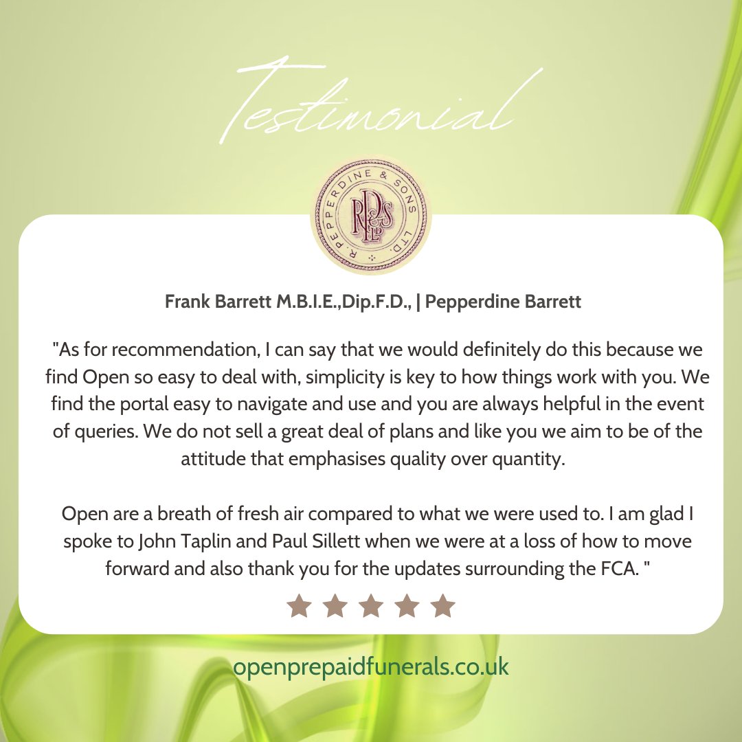 Here we have the second instalment of sharing feedback from our FD's. We want you to hear from those who trust our services, it's no good hearing it from us when you can hear it from those who have tried and tested our services. #Openbynameopenbynature