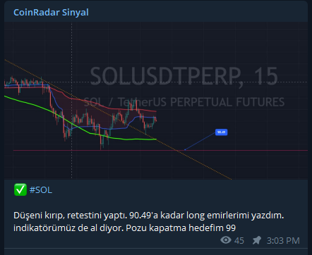 coinradartr's tweet photo. Dün telegram kanalımızda paylaştığımız $sol kaldıraçsız %11.5'lik bir yükselişe ulaştı. Değerlendirenlere bereket getirsin https://t.co/xD1vFqIThu