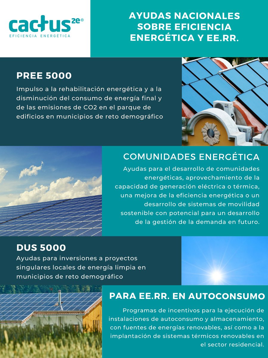 cactus2e's tweet photo. 💡 ¿Conoces todas las ayudas nacionales sobre #eficienciaenergética y #energíasrenovables?

Aquí 🖼️⬇️ os mostramos algunas de las más relevantes gestionadas por @IDAEenergia https://t.co/J1wIaMpHG5