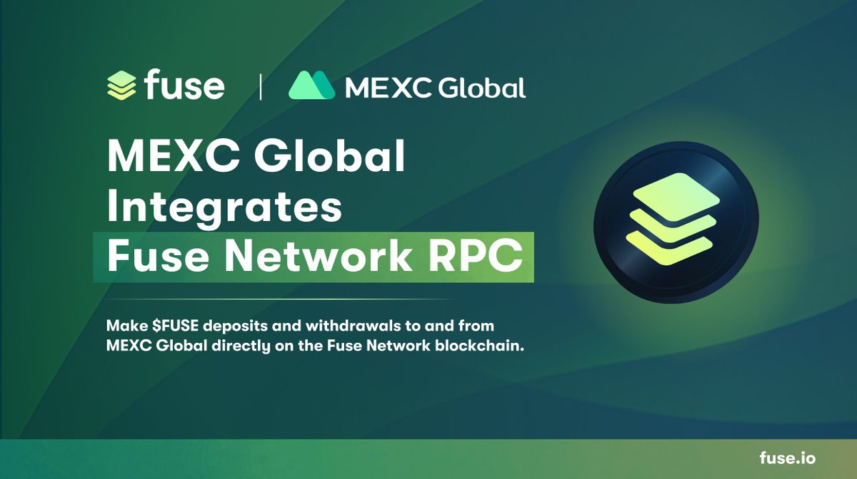 Fuse Network (@fuse_network) on Twitter photo Another big milestone for <a href="/Fuse_network/">Fuse Network</a> ๐
Major crypto exchange @MEXC_Global has integrated the Fuse RPC and enabled $FUSE deposits and withdrawals natively on the Fuse Network blockchain ๐
Read more ๐ bit.ly/3rOopN4 Another big milestone for <a href="/Fuse_network/">Fuse Network</a> ๐
Major crypto exchange @MEXC_Global has integrated the Fuse RPC and enabled $FUSE deposits and withdrawals natively on the Fuse Network blockchain ๐
Read more ๐ bit.ly/3rOopN4